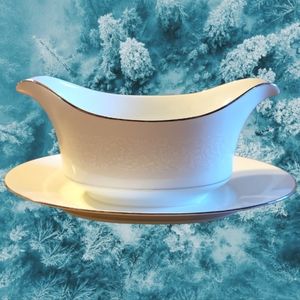 Vtg Gravy Bowl Attached Under Plate Concerto By Grace